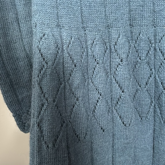 No brand blue wool knit a- line midi mock neck dress size small - Picture 13 of 13